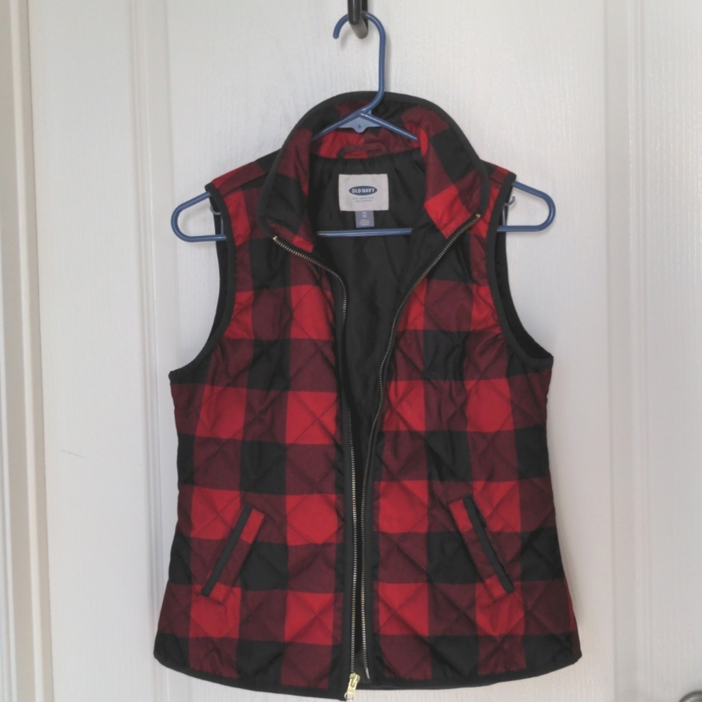 Old Navy Vest - Red & Black Buffalo Plaid